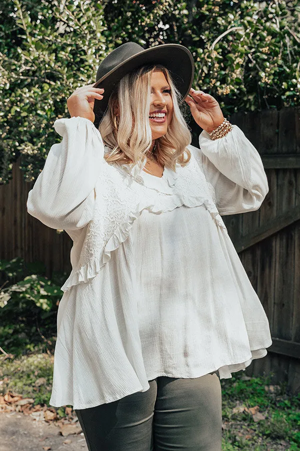 Already Enamored Babydoll Top in Ivory Curves