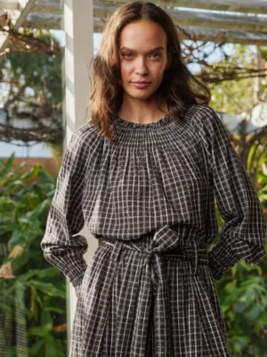 AW24 Rowena Shirred Blouse Smoky Check