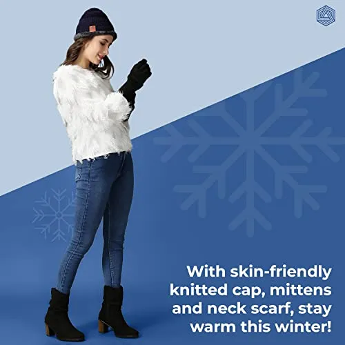 **Warm Winter Clothing Set for Men and Women: Beanie Cap, Woolen Gloves, Mufflers, and Neck Warmer**