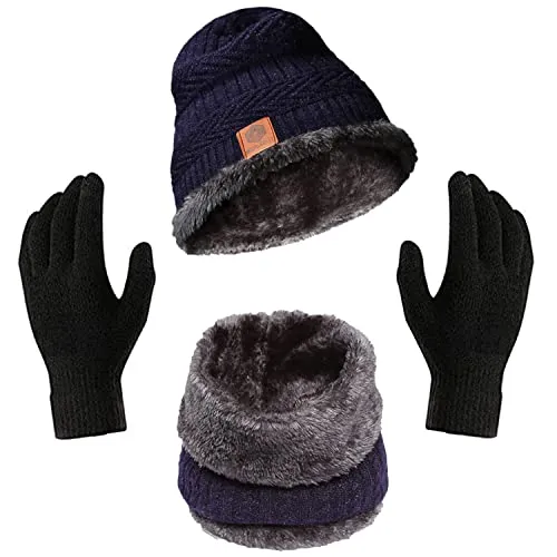 **Warm Winter Clothing Set for Men and Women: Beanie Cap, Woolen Gloves, Mufflers, and Neck Warmer**