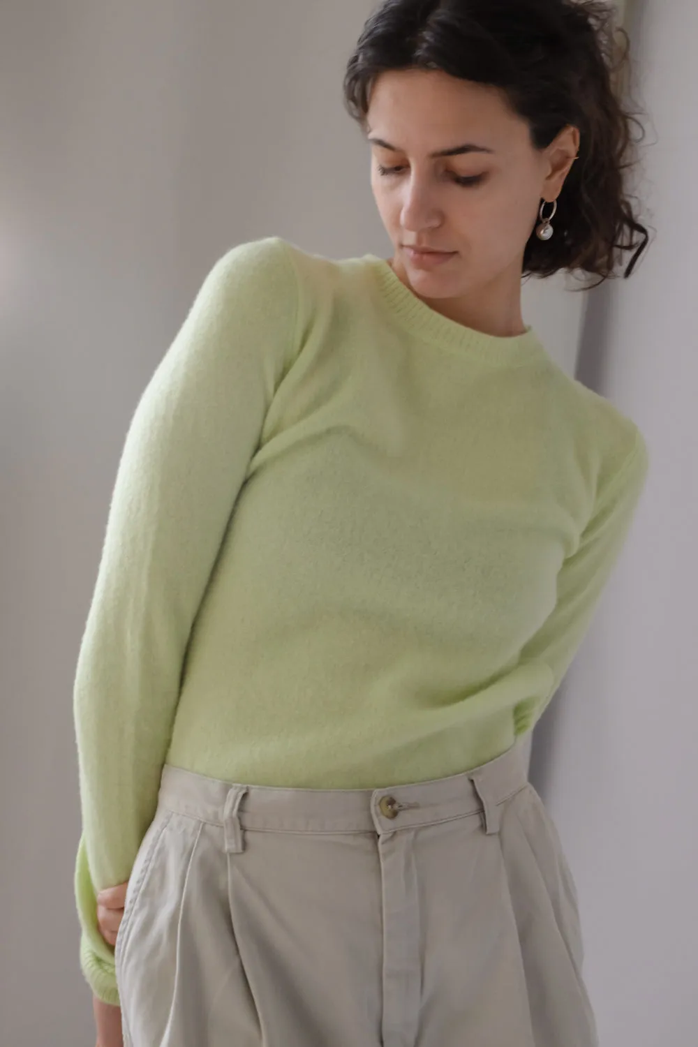 BOTTEGA VENETA PURE LIGHT CASHMERE LIME KNIT