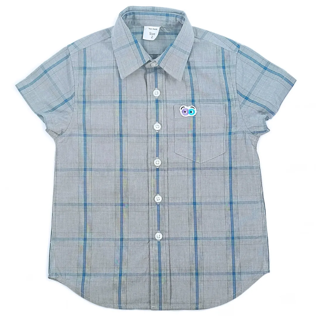 Boys grey/blue checked cotton