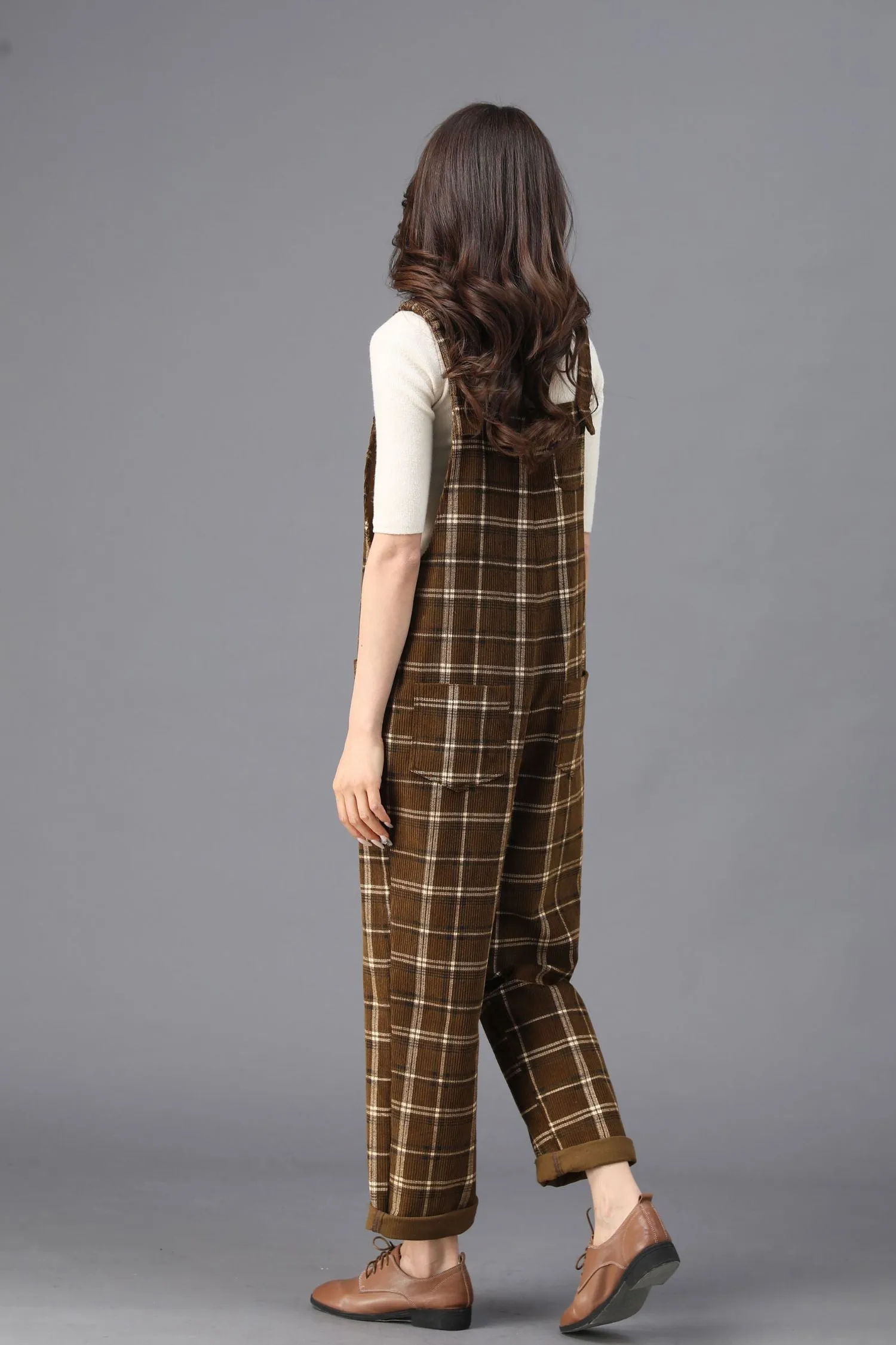 Brown Plaid Jumpsuits for the Modern Woman C3922