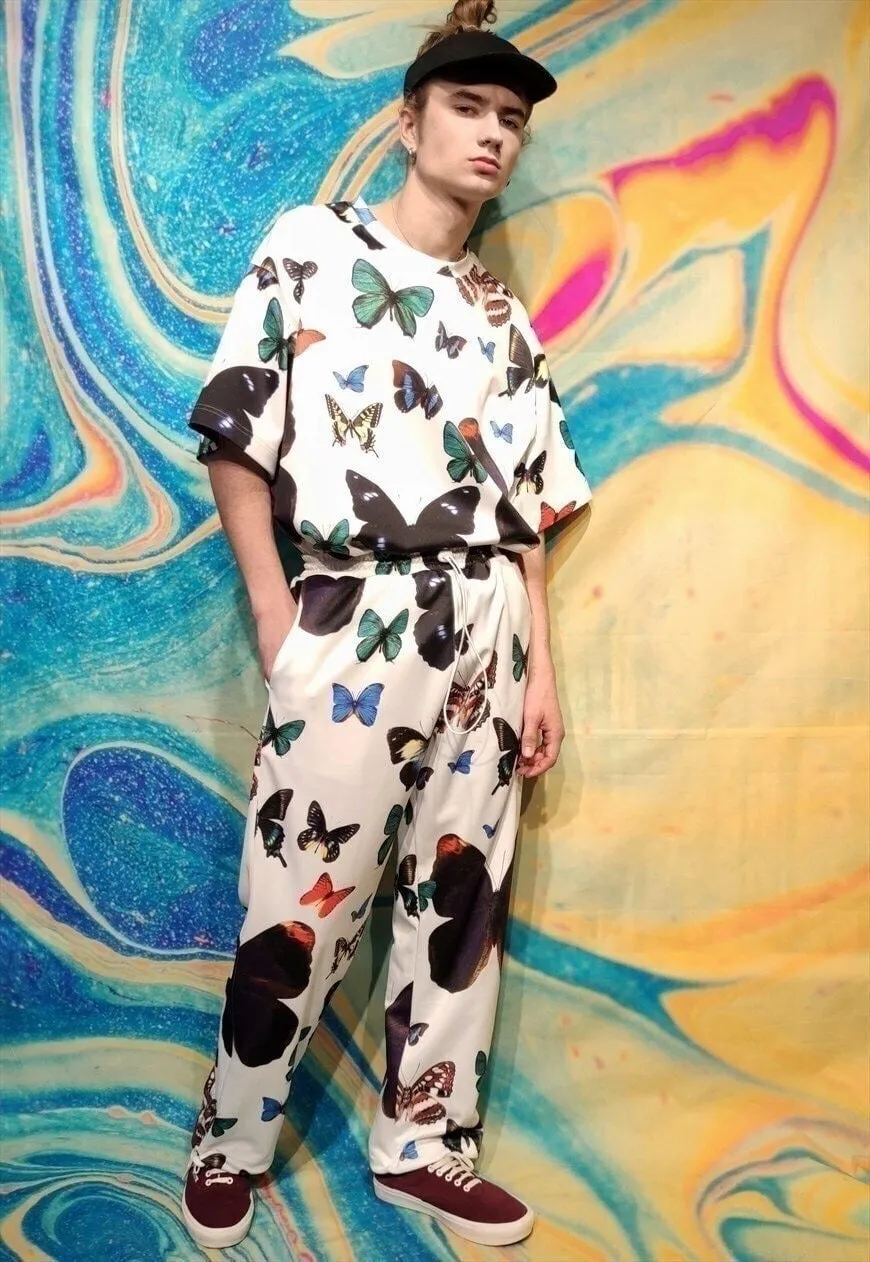 Butterfly beam joggers handmade cartoon y2k emoji overalls