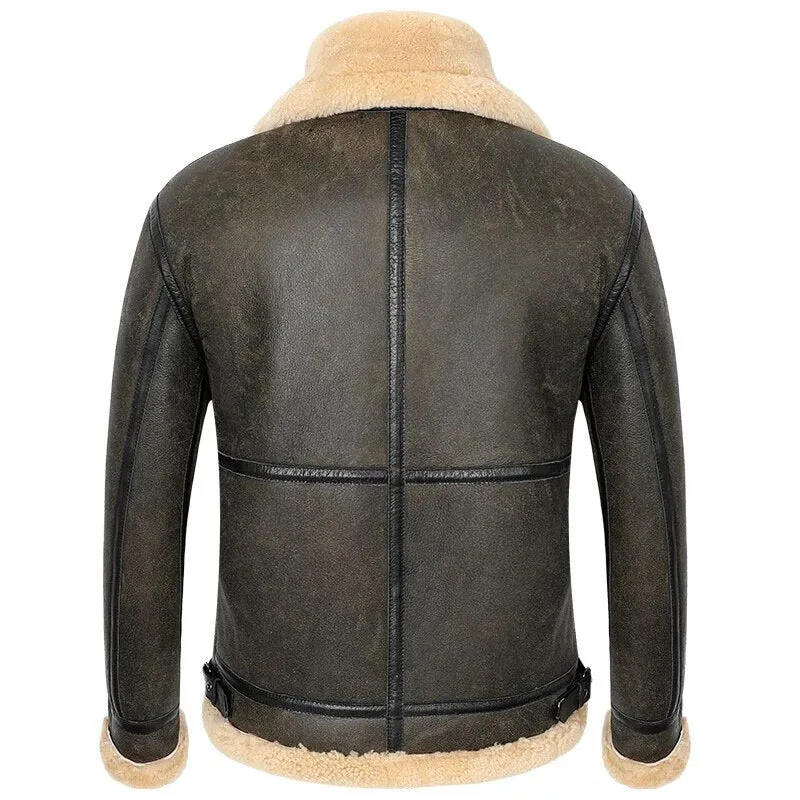 Buy Best Winter Genuine B-3 Leather Sheepskin Shearling Coat For Men