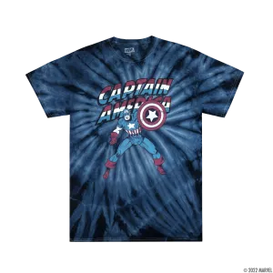 Captain America Classic Comic Navy Tie-Dye Tee