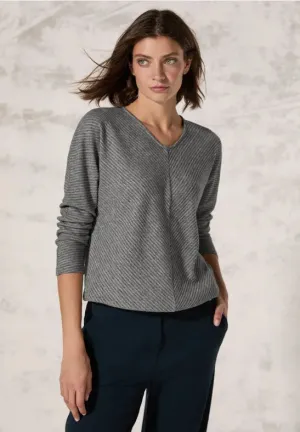 Cecil V Neck Textured Jumper. Grey or Green