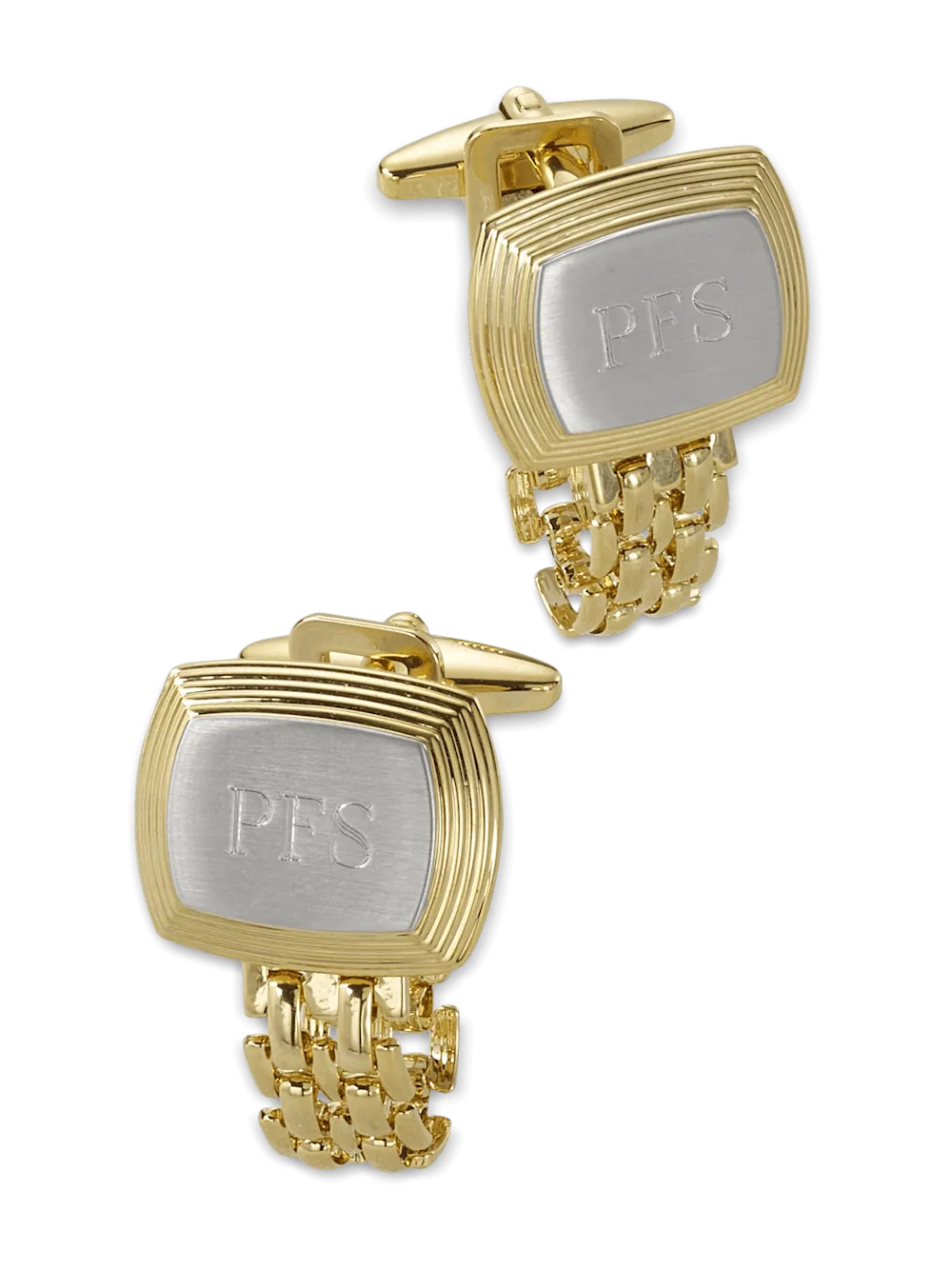 Chain Wrap Engravable Cufflinks - Gold/silver