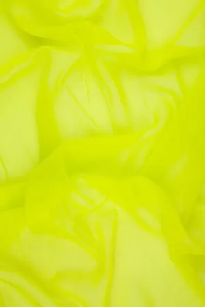 Chartreuse Silk Crinkled Chiffon Fabric