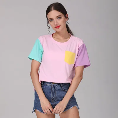 Cute Summer Style Color Contrast Tees