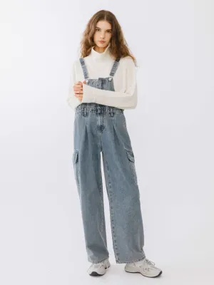 Denim Cargo Overalls