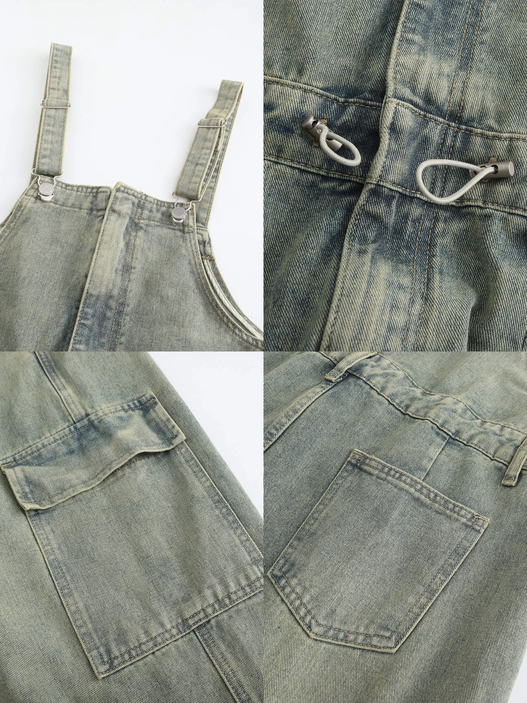 Denim Cargo Overalls