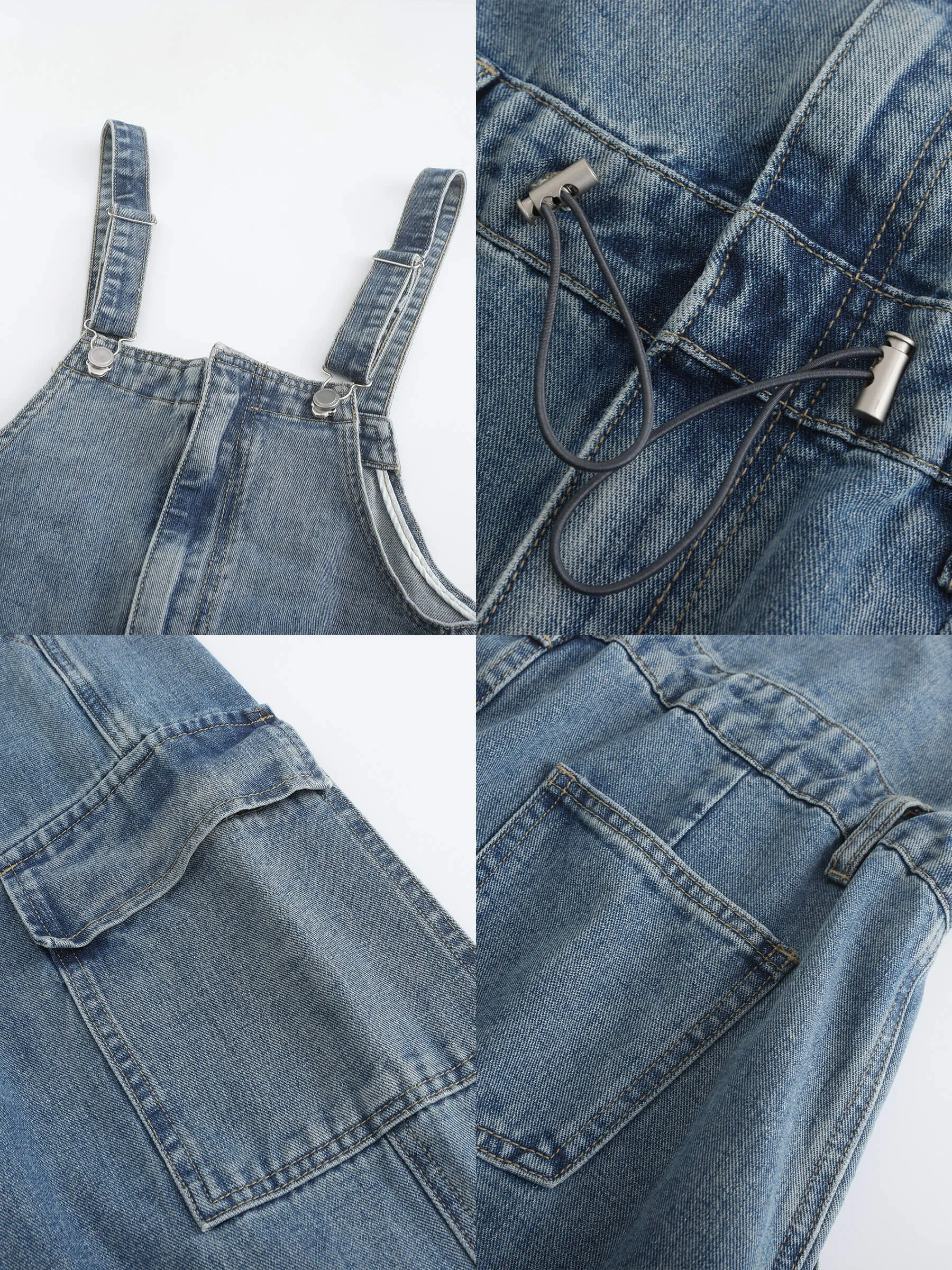 Denim Cargo Overalls