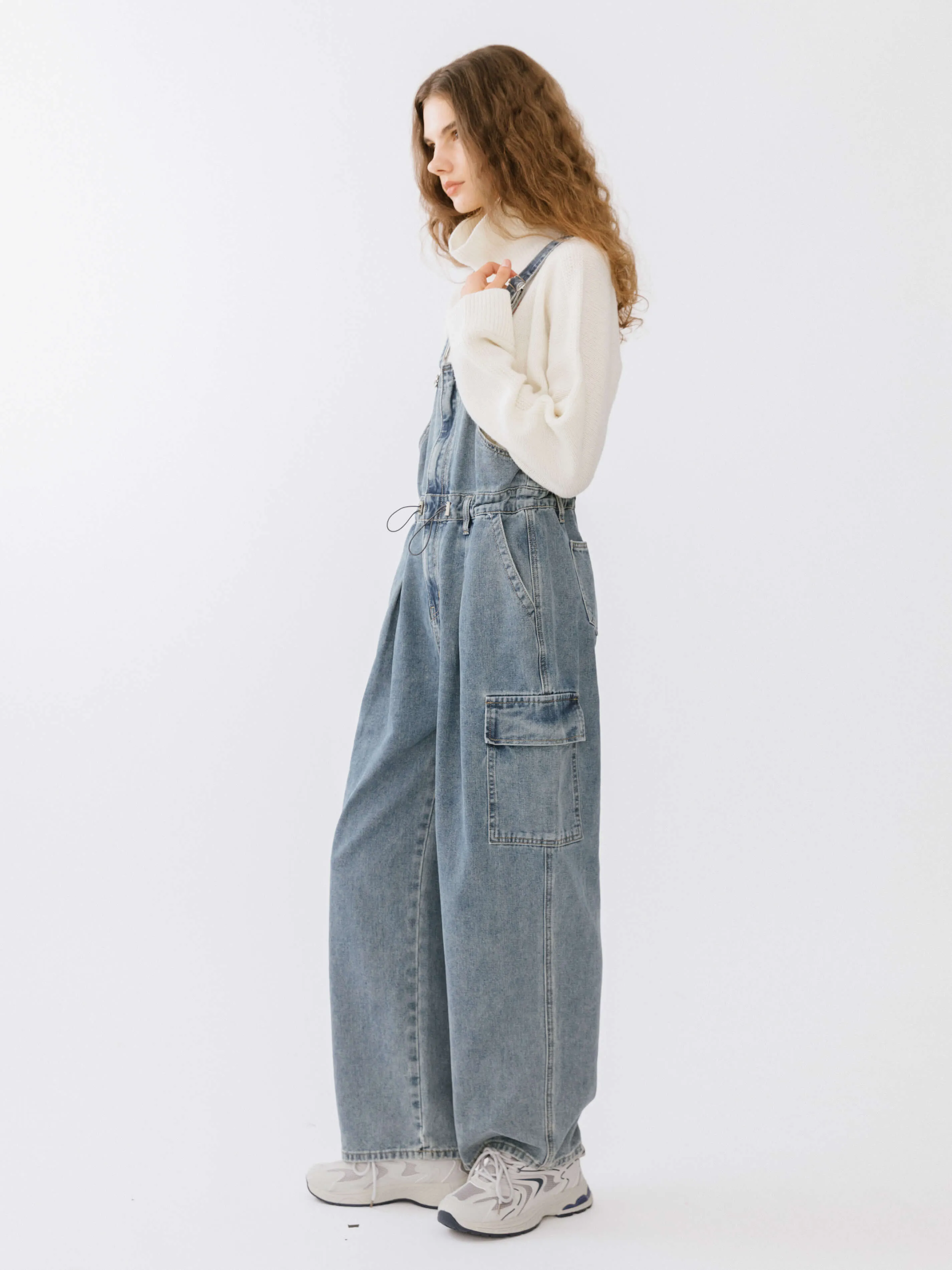 Denim Cargo Overalls