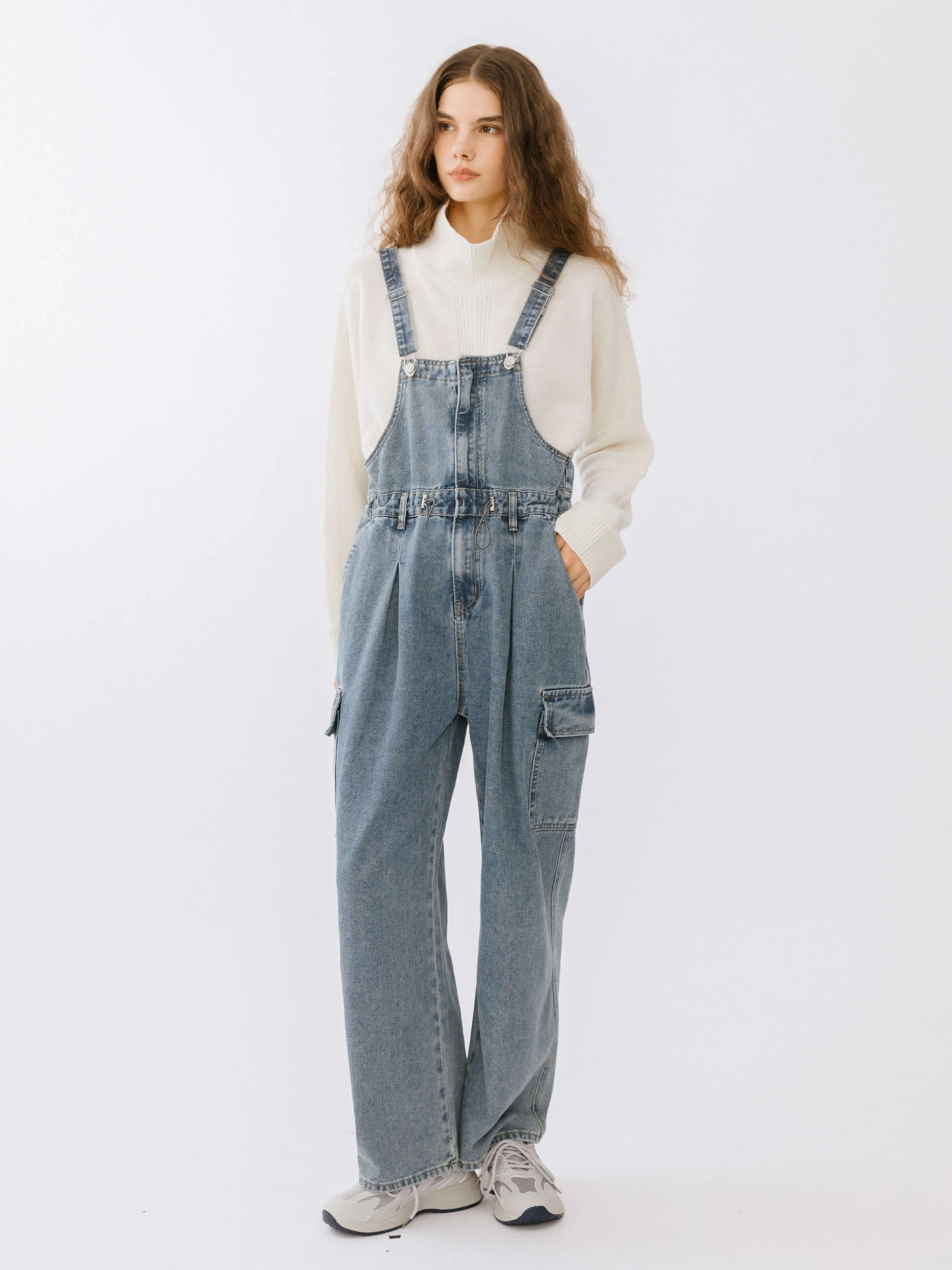 Denim Cargo Overalls