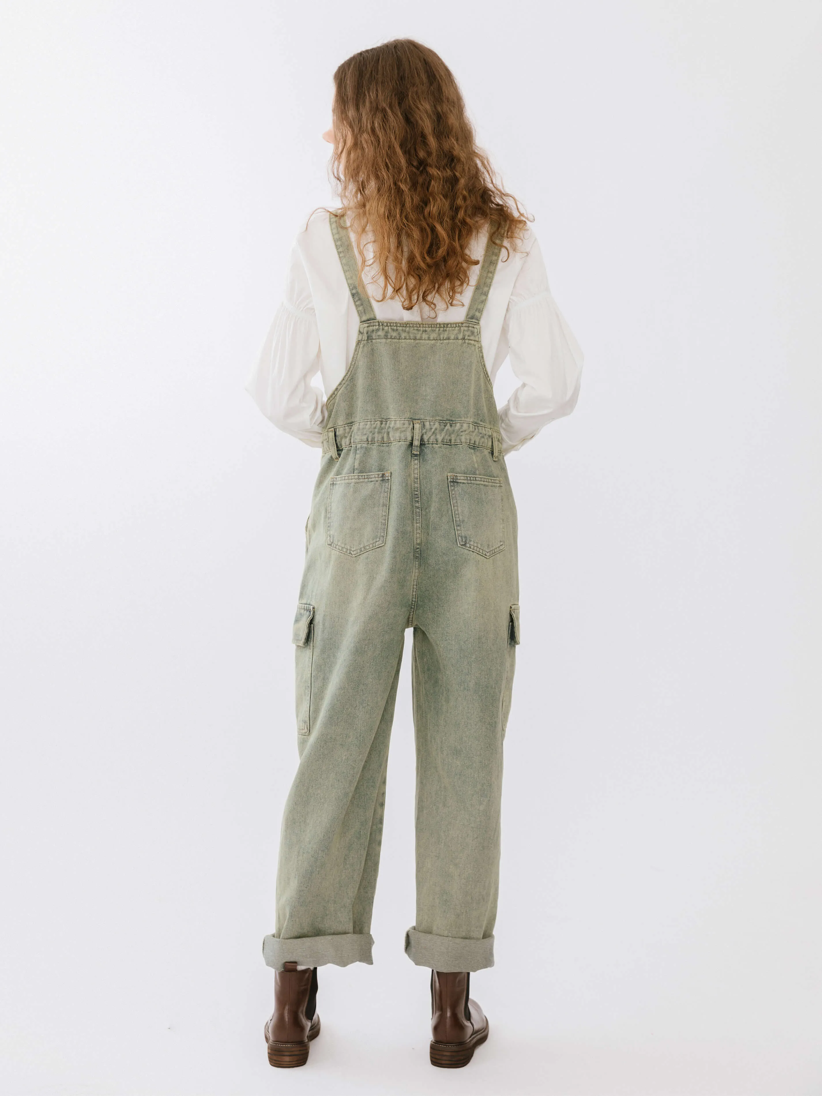 Denim Cargo Overalls