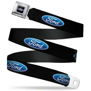 Ford Seatbelt Belt / Color Logo   Black   Blue Ford Oval Webbing