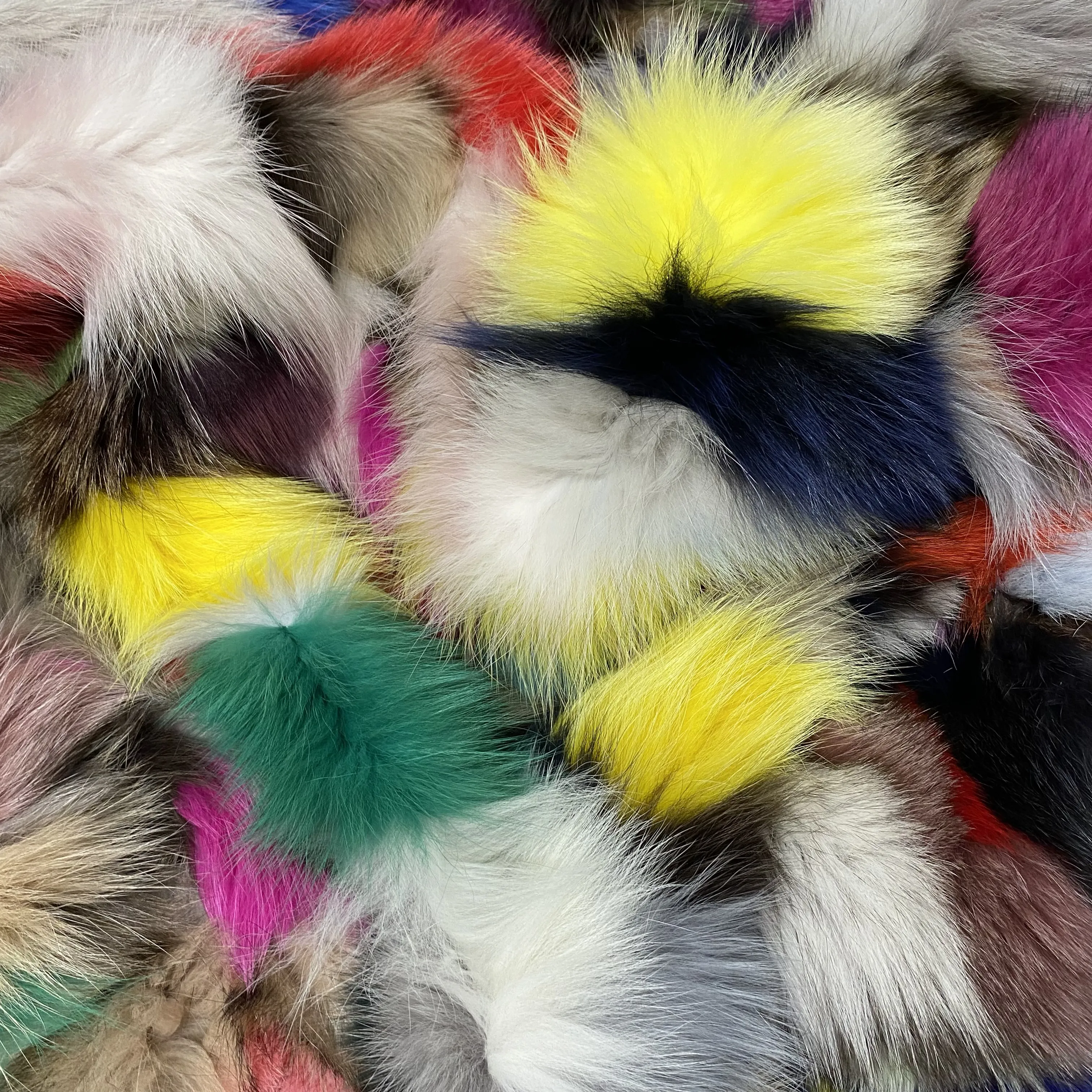 Genuine Fox Fur Plate | Multicolor II | Magenta Yellow Black