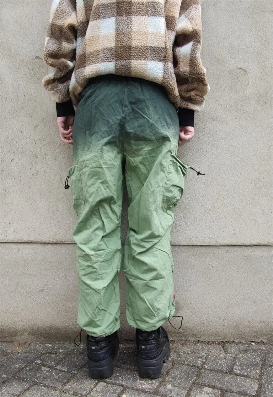 Gradient parachute joggers beam Cargo overalls faded green