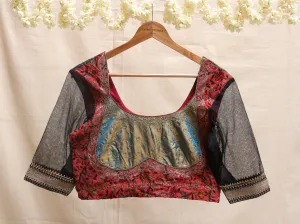 Green shot, katori Hand Embroidery blouse