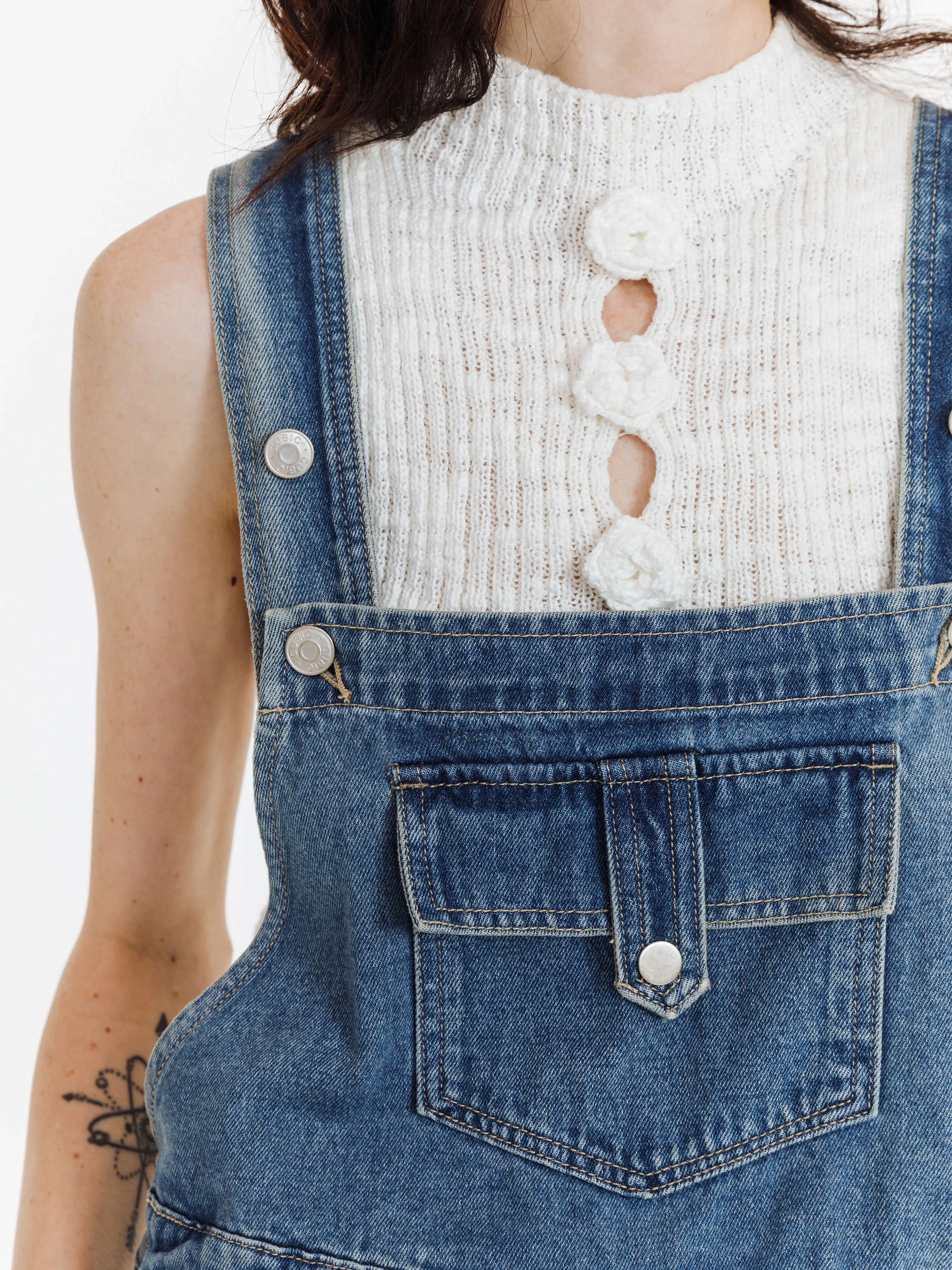 Heavy Washed Retro Denim Overalls