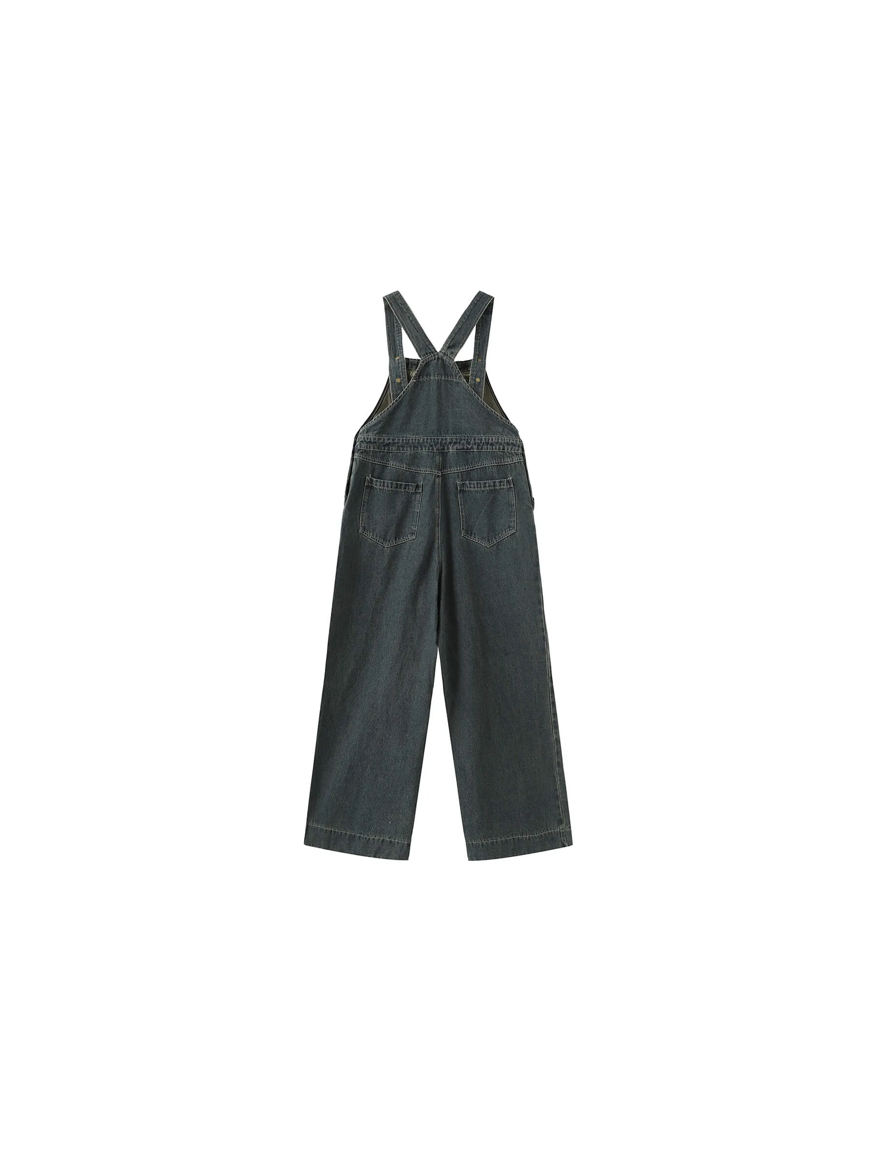 Heavy Washed Retro Denim Overalls