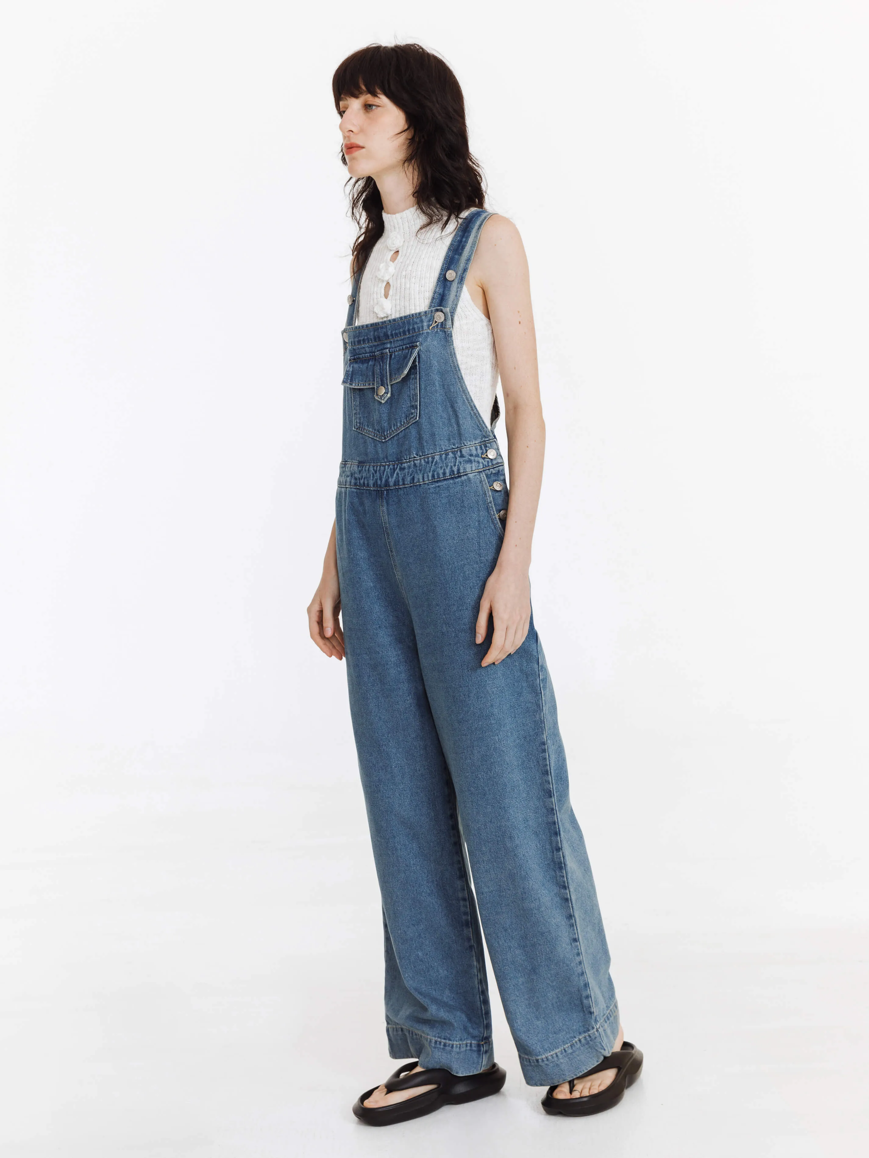 Heavy Washed Retro Denim Overalls