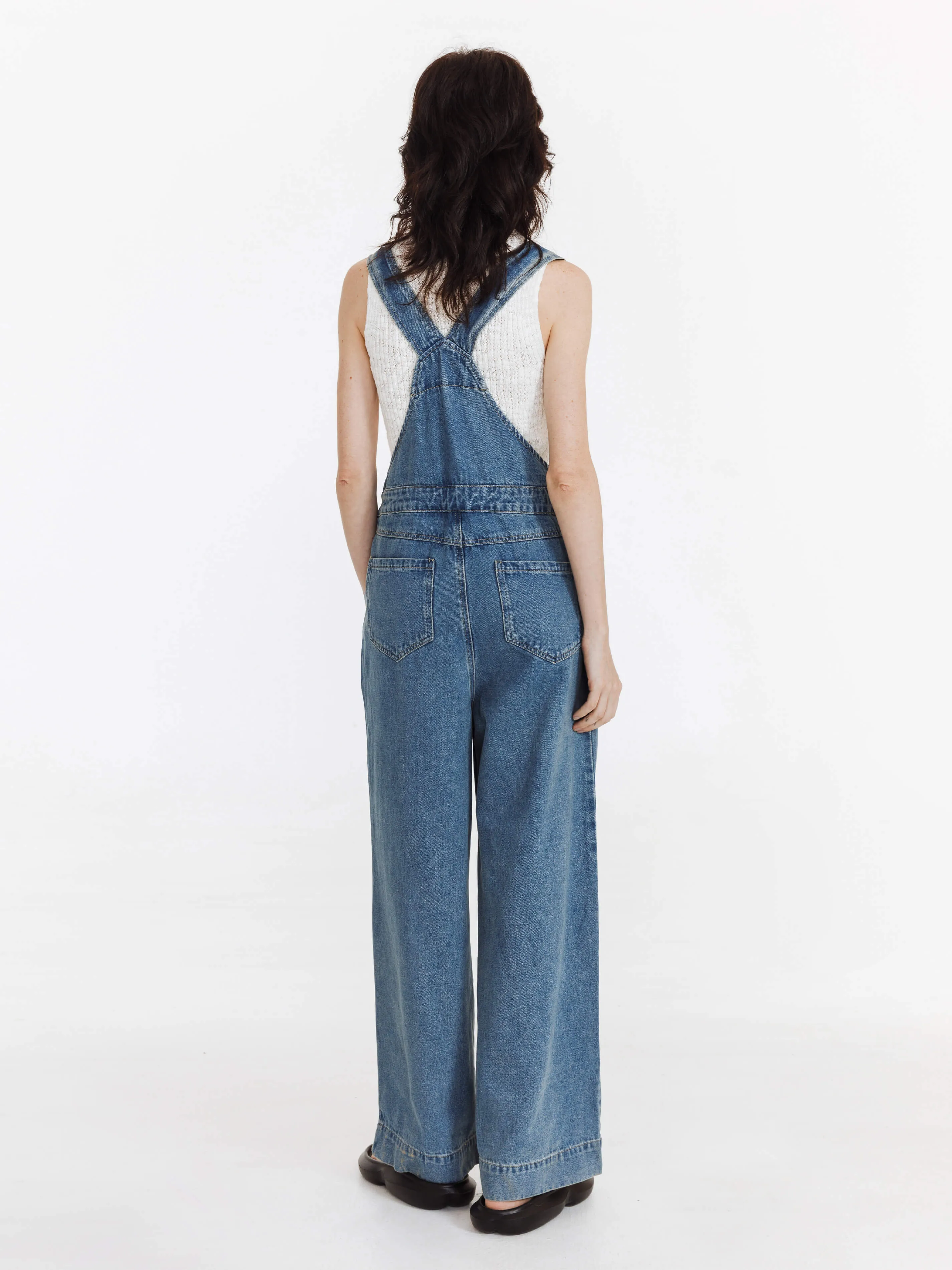 Heavy Washed Retro Denim Overalls