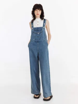 Heavy Washed Retro Denim Overalls