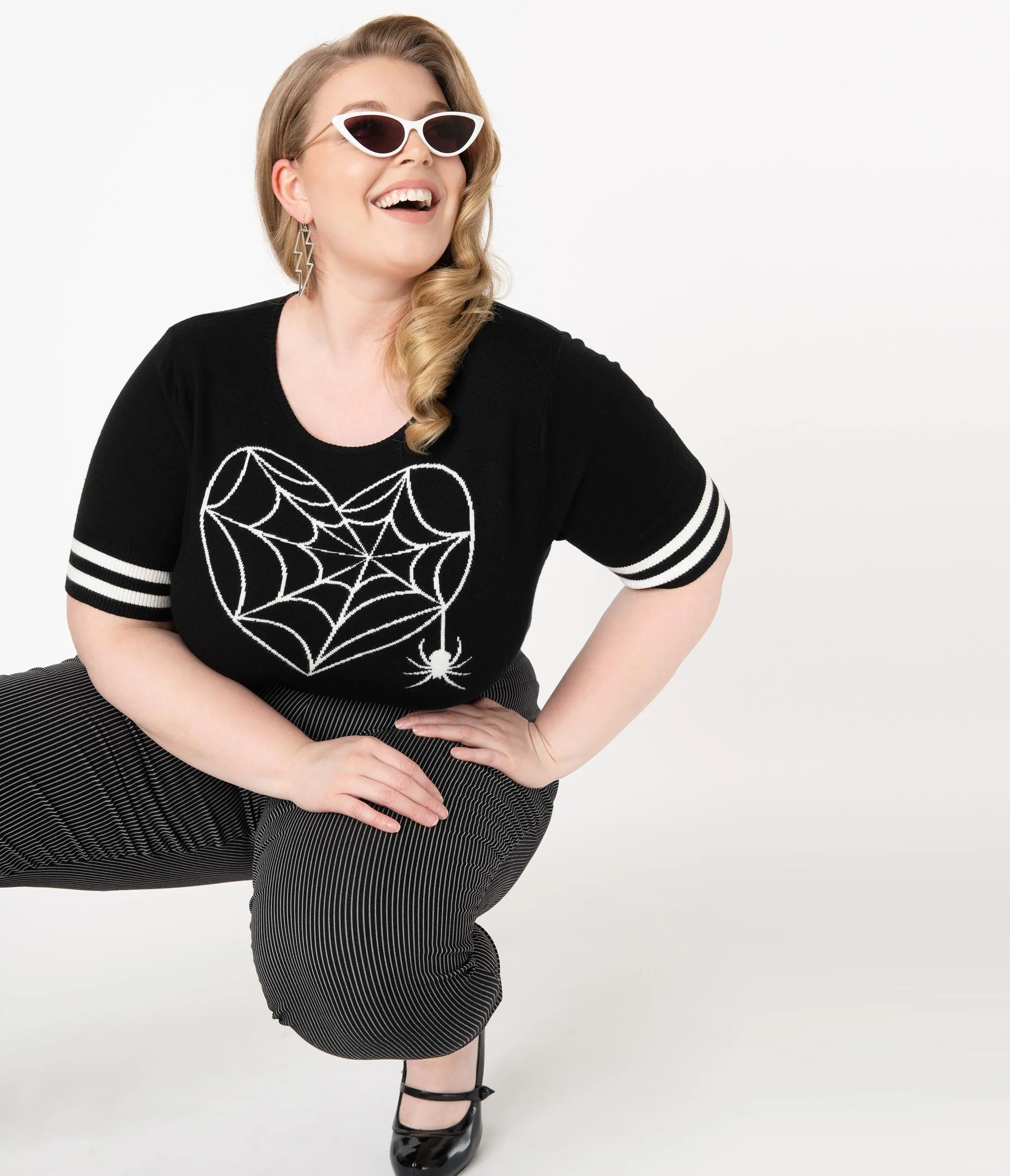 Hell Bunny Plus Size Black Charlotte Spiderweb Sweater