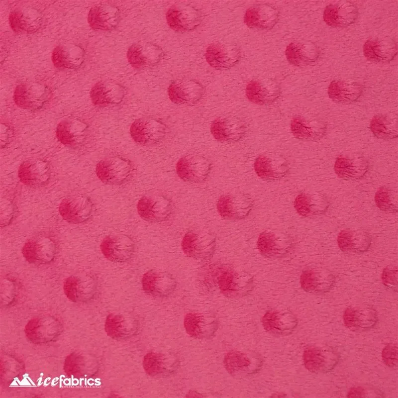 Hot Pink Dimple Polka Dot Minky Fabric / Ultra Soft /