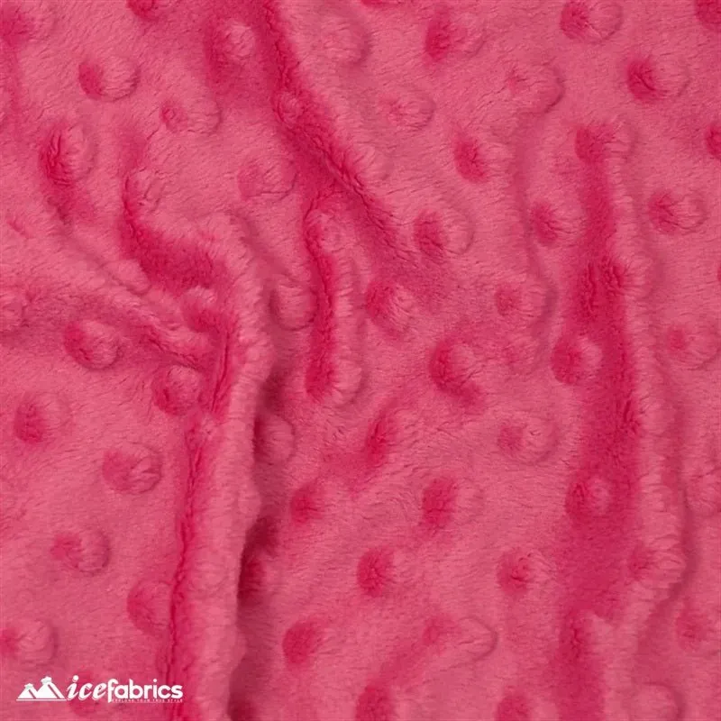 Hot Pink Dimple Polka Dot Minky Fabric / Ultra Soft /