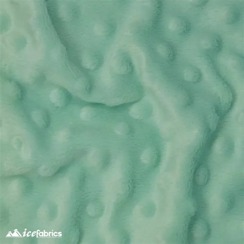 Icy Mint Dimple Polka Dot Minky Fabric / Ultra Soft /