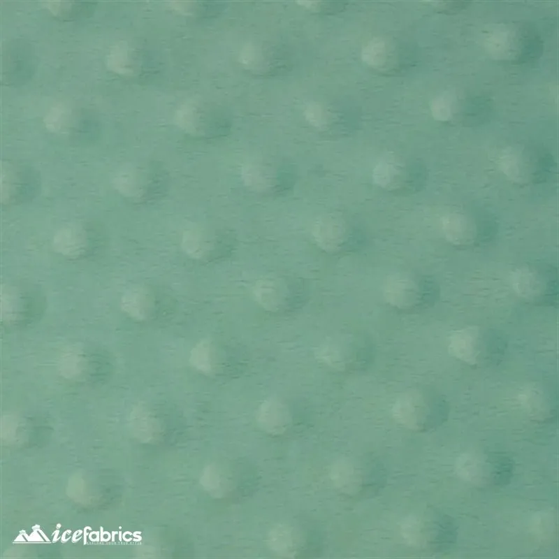 Icy Mint Dimple Polka Dot Minky Fabric / Ultra Soft /