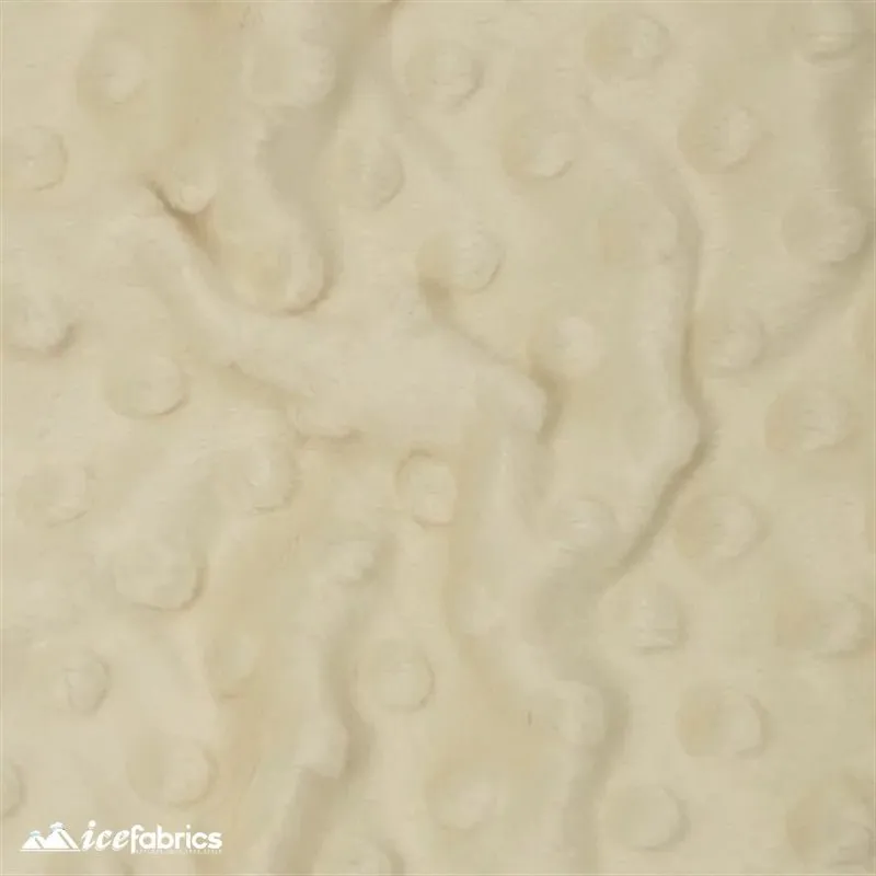 Ivory Dimple Polka Dot Minky Fabric / Ultra Soft /