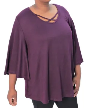 Ladies Plain XOver Neckline Top