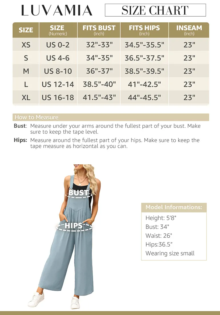 Lake Blue Women's Vintage Summer Outfits Loose Wide Leg Overalls