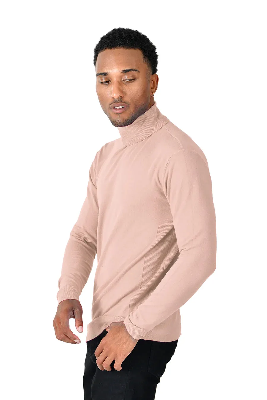 LaVane' Rose Pink Men's Turtleneck Sweaters Light Blend Regular-Fit