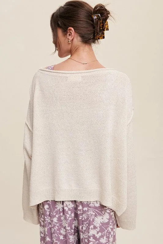 Light Weight Wide Neck Crop Pullover Knit Sweater *Online Only*