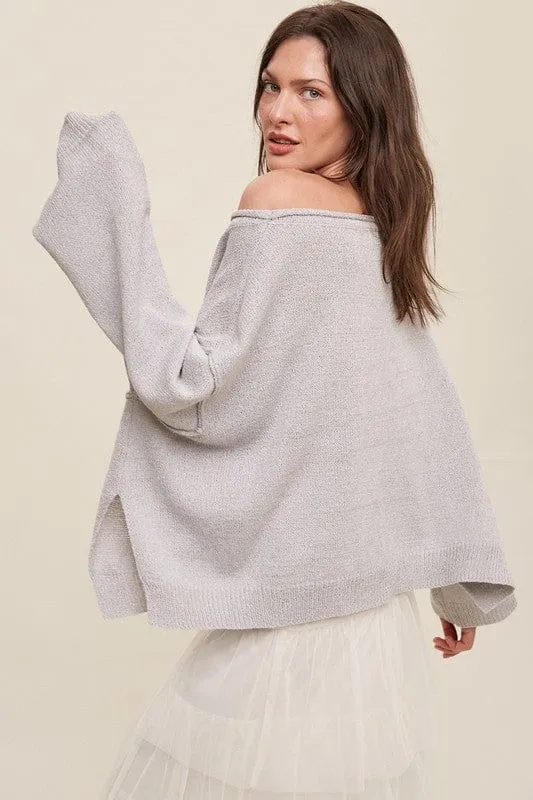 Light Weight Wide Neck Crop Pullover Knit Sweater *Online Only*