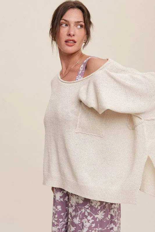 Light Weight Wide Neck Crop Pullover Knit Sweater *Online Only*