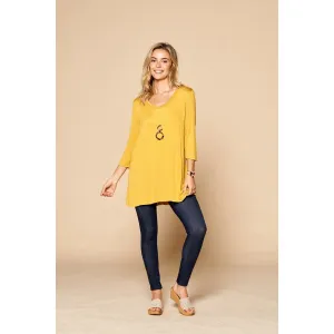 Lizzie V-Neck Swing Tee - Saffron