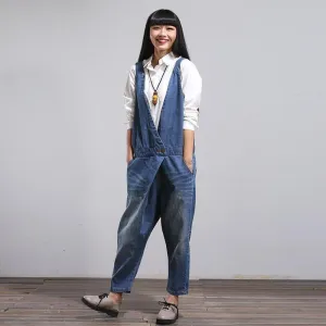 Loose Denim Overall Jumpsuit