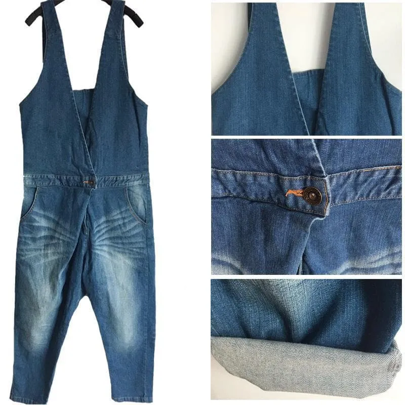 Loose Denim Overall Jumpsuit