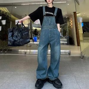 Loose Retro Wide-leg Workwear Denim Overalls