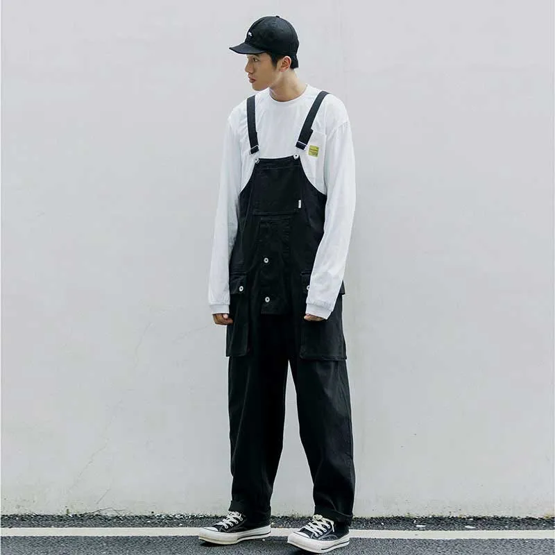 Man Fall Outfits Cargo Pants Overalls Men and Women Teenagers Retro Wide Leg Straight Suspender Worker Pants