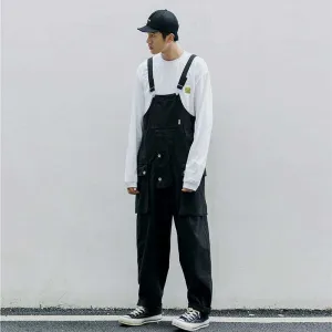 Man Fall Outfits Cargo Pants Overalls Men and Women Teenagers Retro Wide Leg Straight Suspender Worker Pants