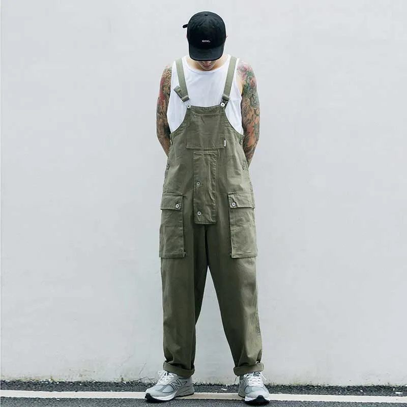 Man Fall Outfits Cargo Pants Overalls Men and Women Teenagers Retro Wide Leg Straight Suspender Worker Pants