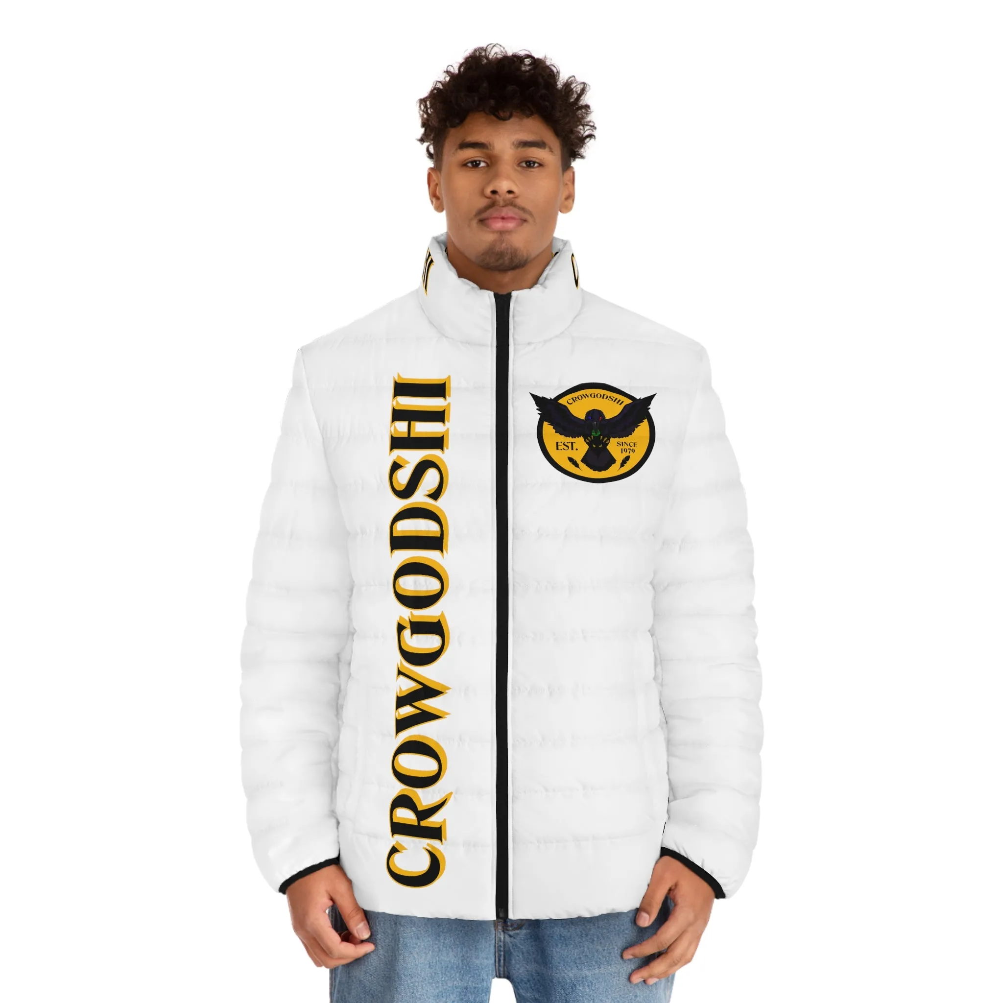 Men's 3rd GEN Puffer Jacket, WHITE W/ GOLD LOGO