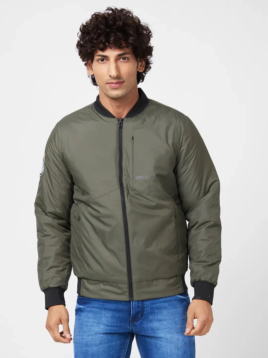 Mens Puffer Reversible Jacket With Contrast Slip Patch On Reverse Side